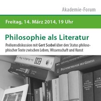 »Philosophie als Literatur« – Akademie-Forum mit Gert Scobel