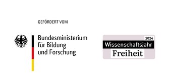 Logos vom BMBF und vom Wissenschaftsjahr 2024 – Freiheit