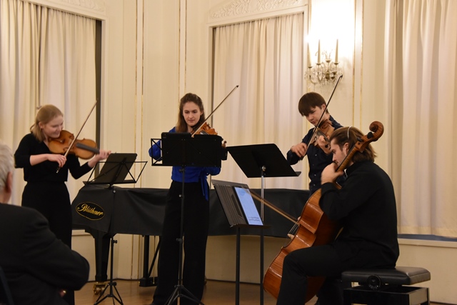 Musikalische Eröffnung: Lilli Schmitt, Cecillia van Berkum (Violine), Conrad Jacobshagen (Viola), Rafael Arreghini (Violoncello), Hochschule für Musik und Theater „Felix Mendelssohn Bartholdy, Foto: Birgit Pfeiffer