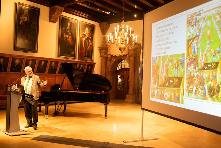 Festvortrag von Akademie-Mitglied Prof. Dr. Enno Bünz: Grundstein – Fundamentstein – Eckstein. Entwicklung und Bedeutung des Rituals der Grundsteinlegung vom 10. bis 16. Jahrhundert, Foto: Dirk Brzoska