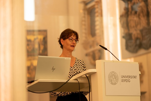 Grußwort der Ministerialdirigentin Dr. Babett Gläser, Sächsisches Staatsministerium für Wissenschaft, Kultur und Tourismus. Foto: Dirk Brzoska