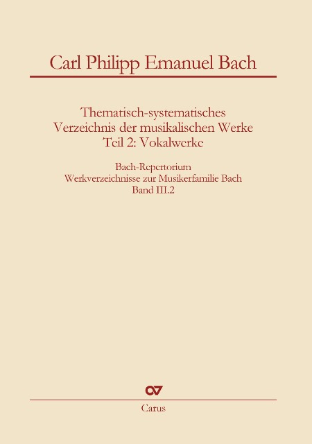 CPE Bach Werkverzeichnis Vokalwerk