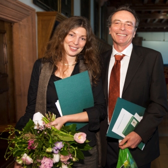 Öffentliche Frühjahrssitzung, 20.4.2012; Dr. Isabelle Ratié, Preisträgerin des Friedrich-Weller-Preises 2012; Prof. Dr. Eli Franco, neues Mitglied der Philologisch-historischen Klasse. Foto: André Künzelmann (UFZ)