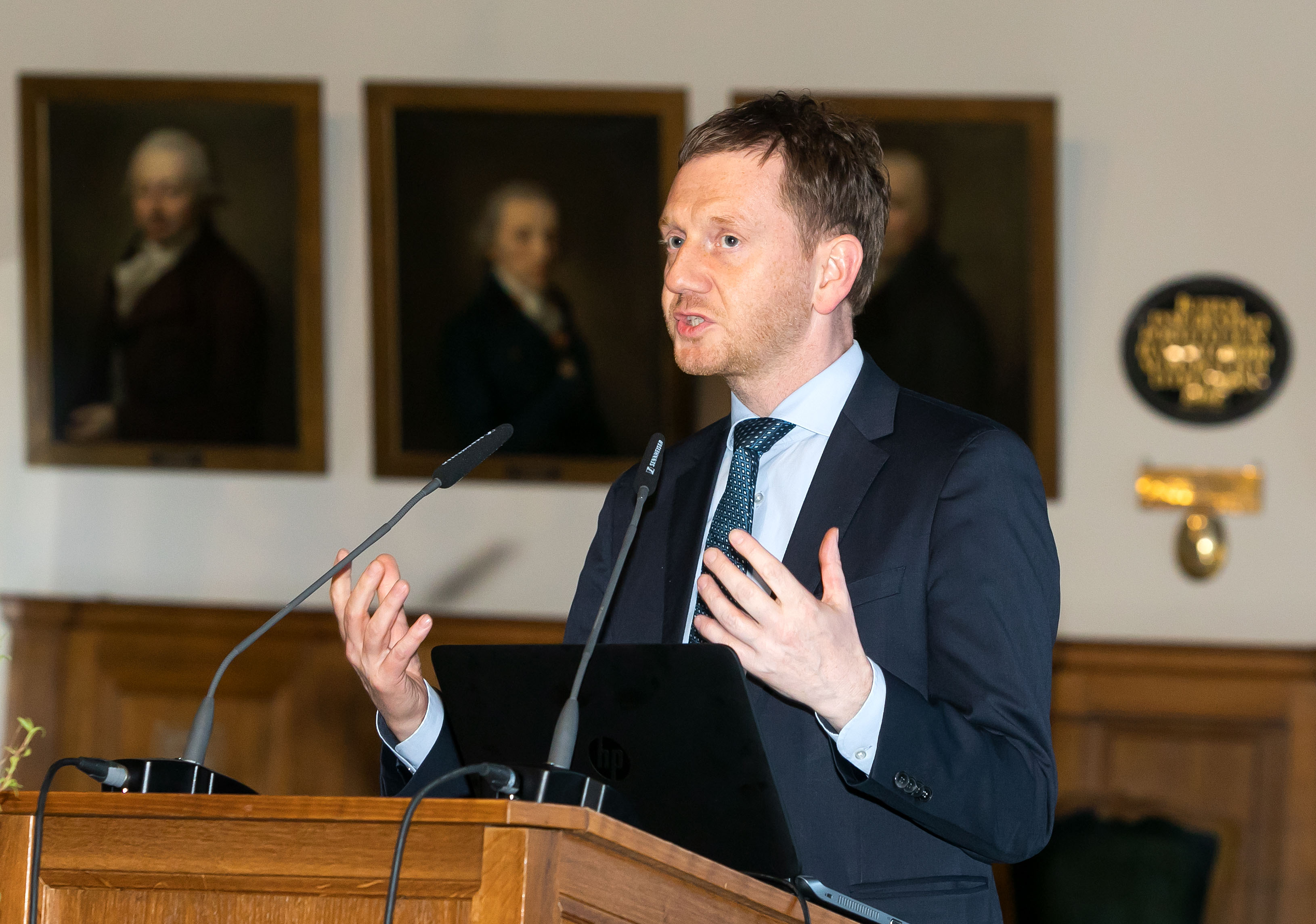Öffentliche Frühjahrssitzung 2019, Grußwort des Ministerpräsidenten des Freistaates Sachsen Michael Kretschmer. Foto: Swen Reichhold