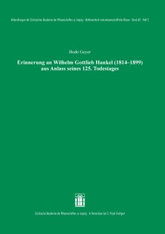 Titelansicht von Erinnerungen an Wilhelm Gottlieb Hankel von Bodo Geyer