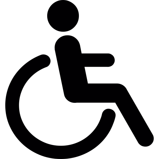 Icon mit einer symbolisierten Person, die im Rollstuhl sitzt