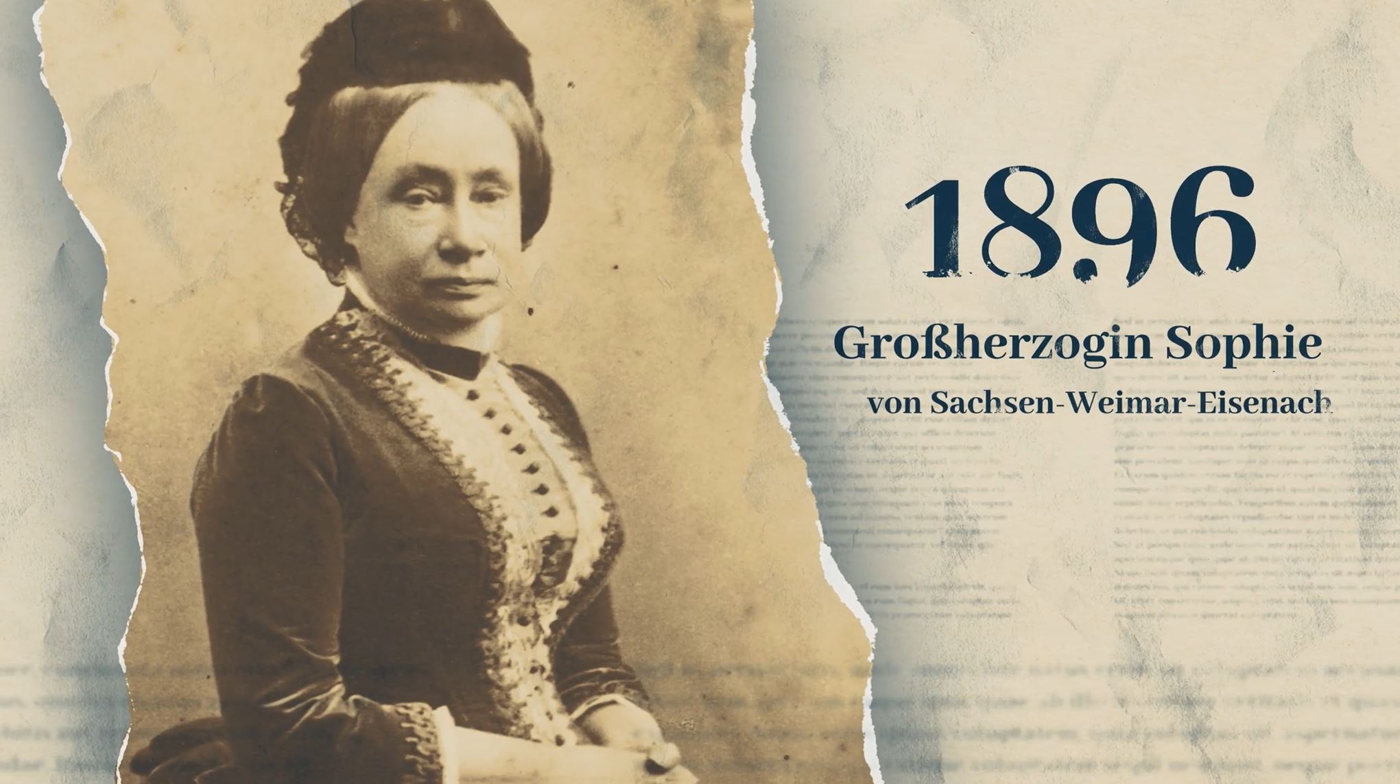 Sepiafarbenes historisches Porträt einer Dame, rechts ist die Beschriftung 1846 Großherzogin Sophie von Sachsen-Weimar-Eisenach zu lesen.