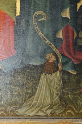 Liebfrauen, Altarretabel Barbarakapelle, Detail Stifter