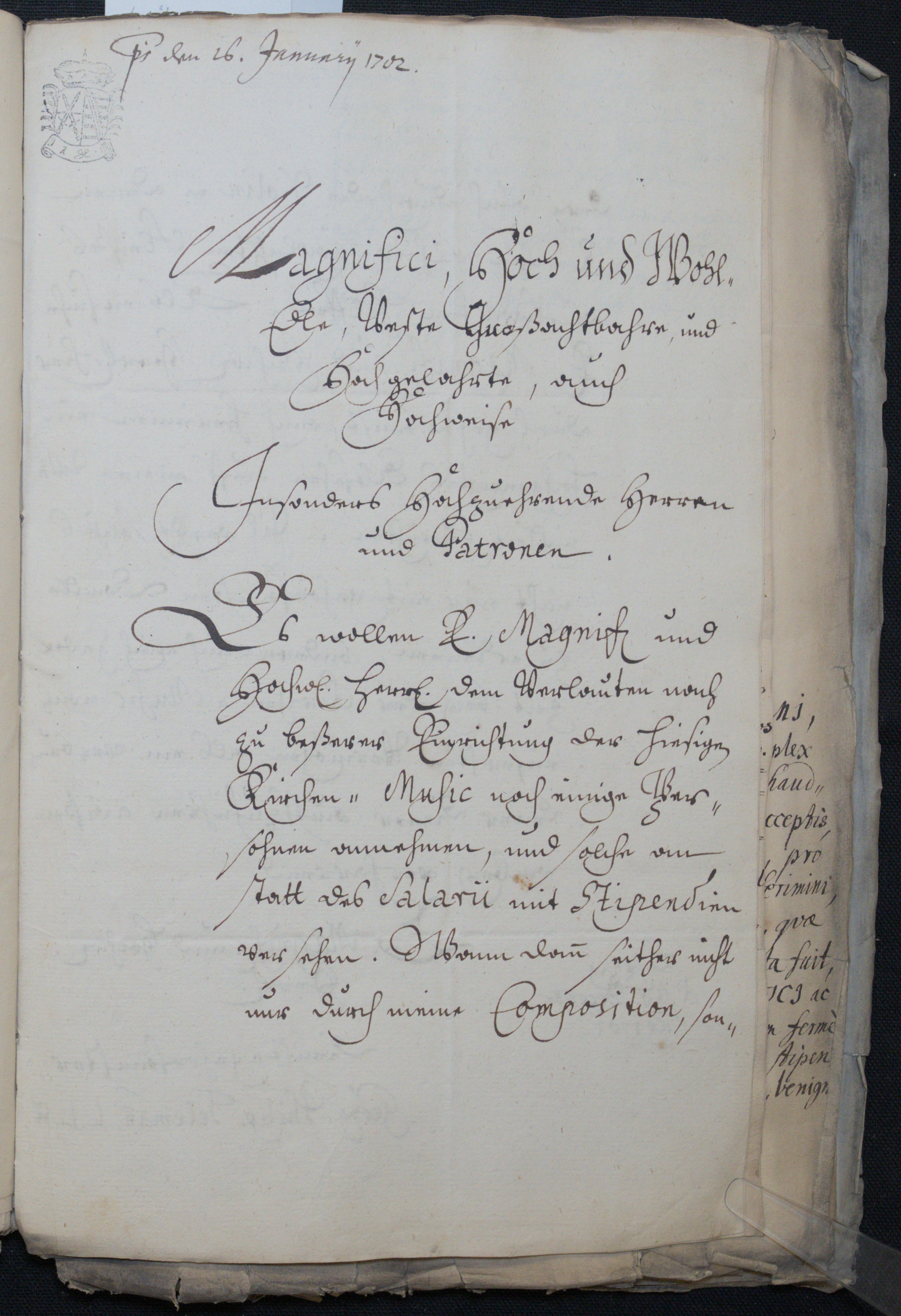Bewerbungsschreiben von Georg Philipp Telemann, Bild 1