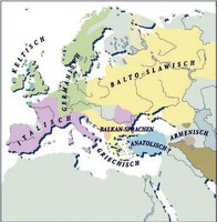 Geographische Verteilung der indogermanischen Sprachen – Diachrone Projektion (Grafik: Jörg Wachtel, Halle/Saale)