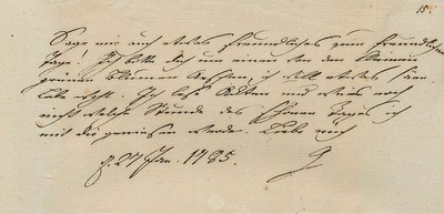 Brief Johann Wolfgang Goethes an Charlotte von Stein, Weimar, 27. Januar 1785. Klassik Stiftung Weimar, Goethe- und Schiller-Archiv