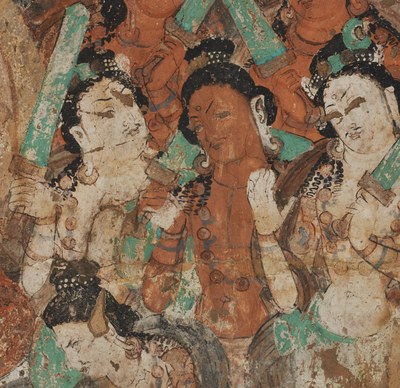 Fragment einer Buddhapredigt, Kizil Höhle 76 (Pfauenhöhle), 6./7. Jh. Bild: Staatliche Museen zu Berlin, Museum für Asiatische Kunst